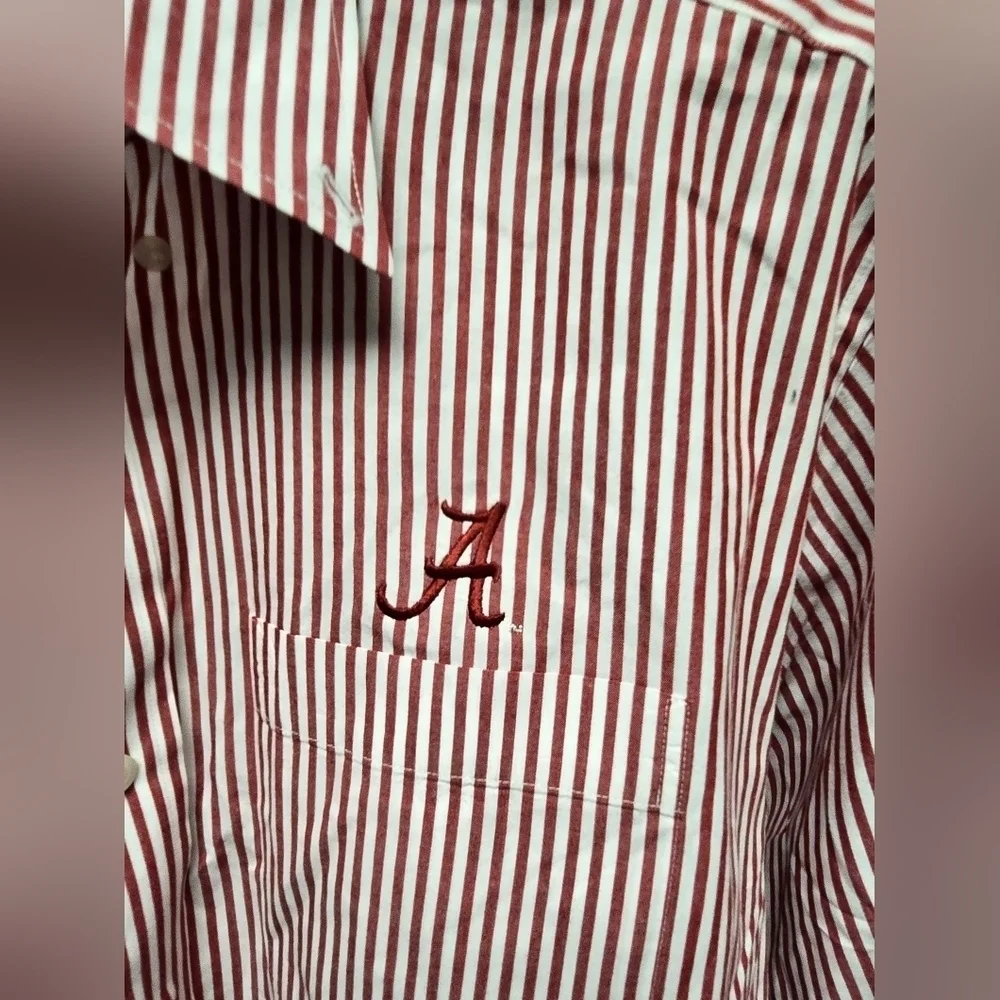 Cutter & Buck Crimson/White Striped Alabama Button Up Sz. L